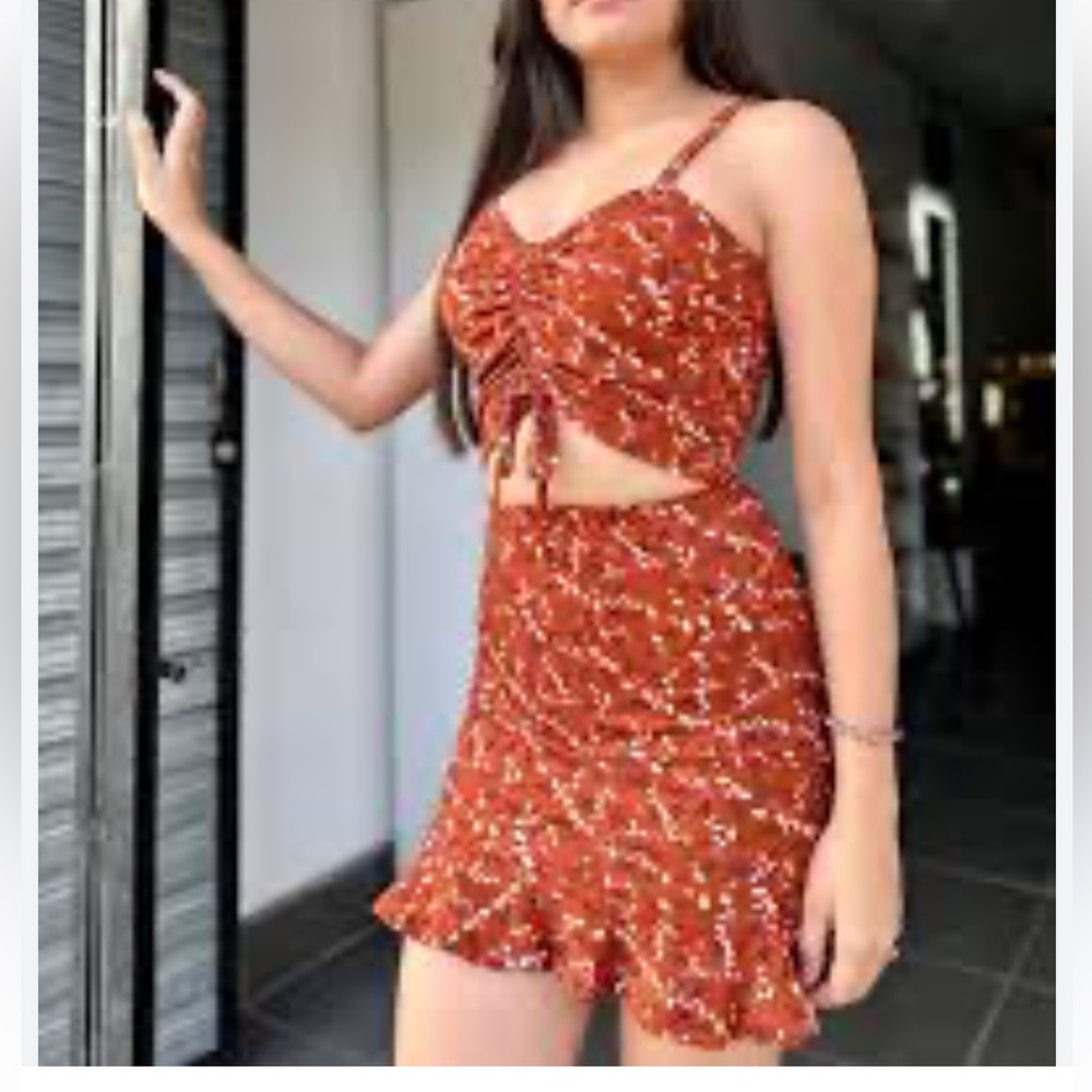 Floral Skirt and Cropped top Set ,resort wear Small
